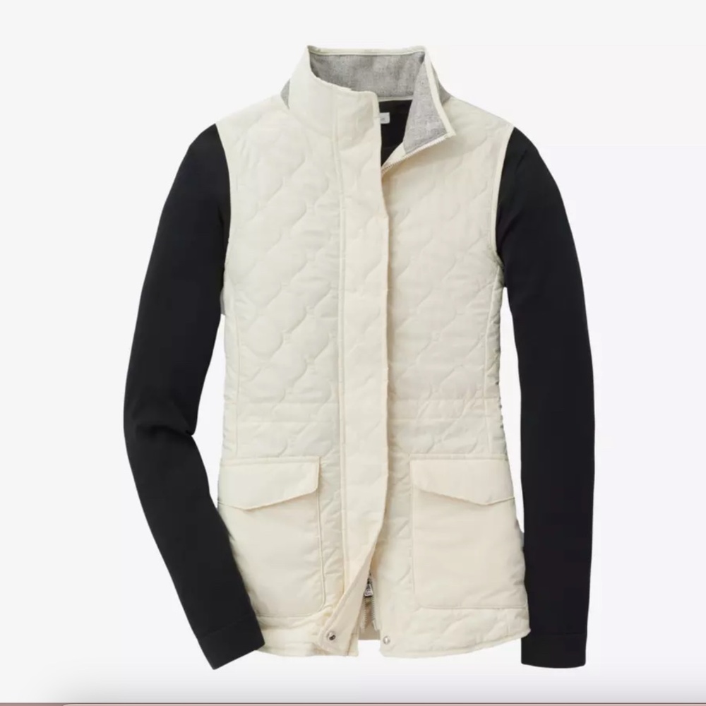 PETER MILLAR Addison Quilted Women's Travel Vest Cream White Truffle Sz Small